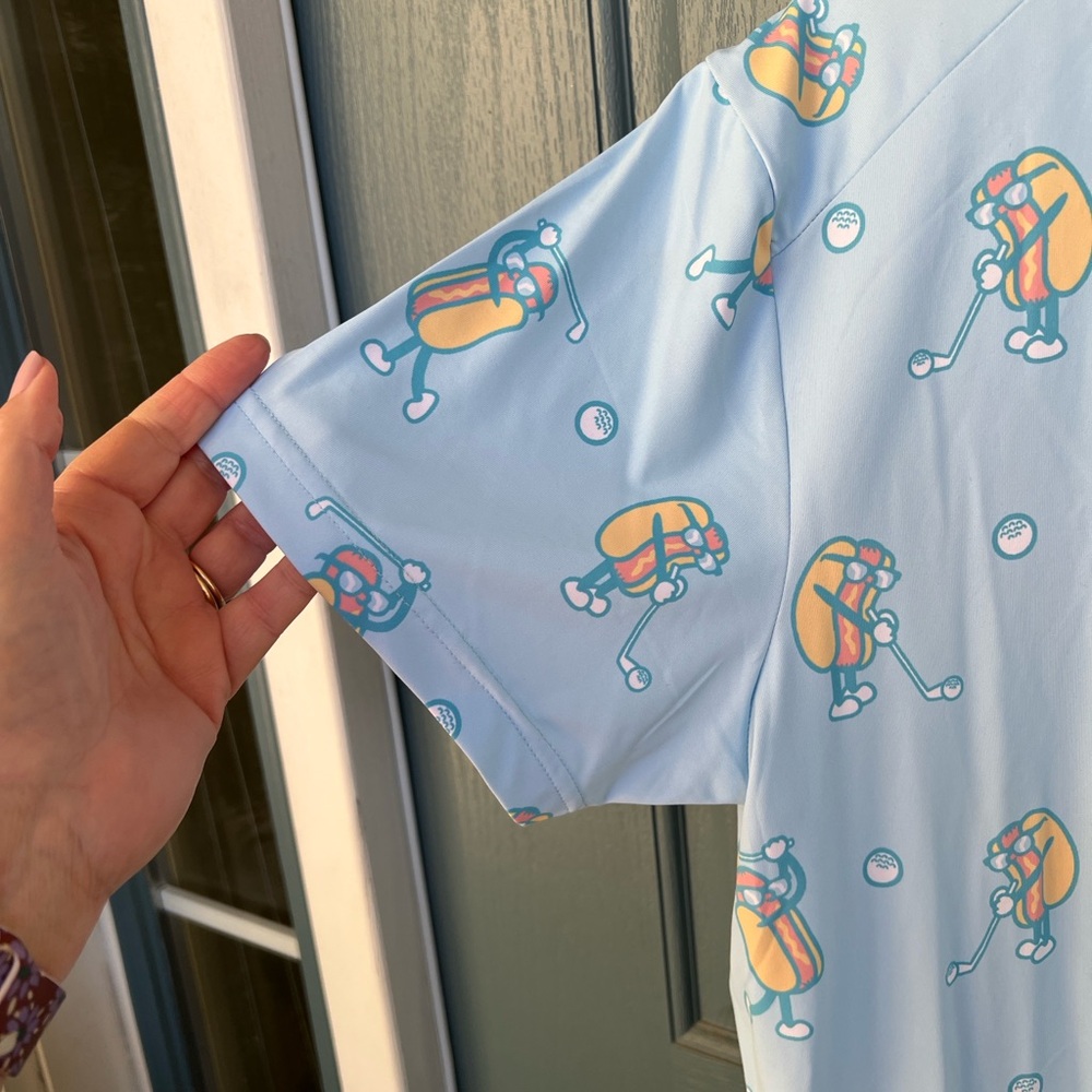 Tipsy Elves “Hot Dog” Golf Performance Polo Shirt - Picture 2 of 8